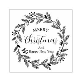 Carimbo De Borracha Merry Christmas And Happy New Year