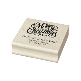 Carimbo De Borracha Merry Christmas simple script return address