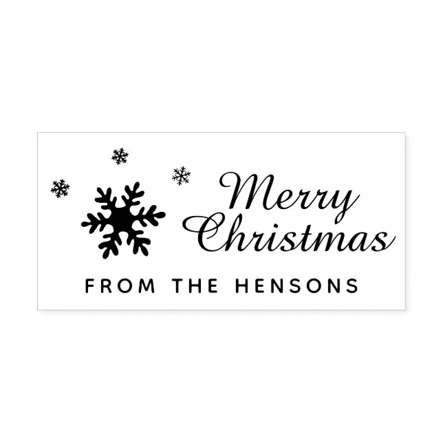 Carimbo De Borracha Merry Christmas Snowflake Family Name Holiday (Impressão)