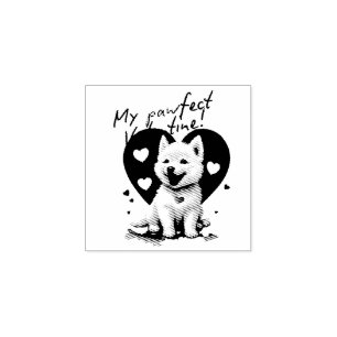 Carimbo De Borracha Meu Namorados Pawfect - Adorável Puppy White Jindo