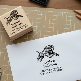 Carimbo De Borracha Mighty Tiger Return Address Stamp