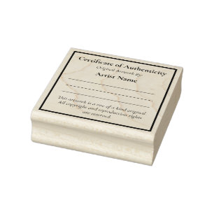 Carimbo De Borracha Mini certificado de autenticidade personalizável