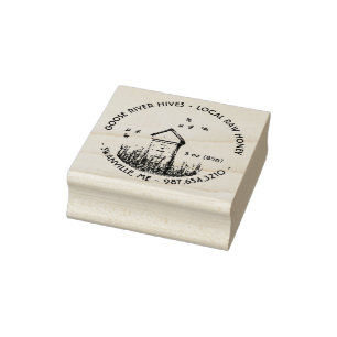 Carimbo de Borracha Mini Mel com Colmeia e Abelhas