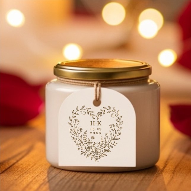 Carimbo De Borracha Minimal Boho Floral Heart-Shape Wedding Bouquet (Minimalist Stylish Boho Floral Heart-Shape Wedding Bouquet of Tulips, Roses, Branches.)