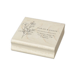 Carimbo De Borracha Minimalist Floral Wedding Rubber Stamp