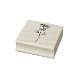Carimbo De Borracha Minimalist Rose Botanical Line Art