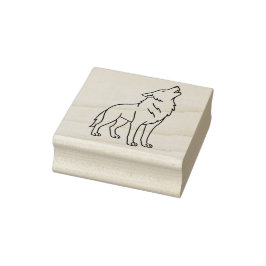 Carimbo De Borracha Minimalist Wolf Line Art – Howling Wildlife