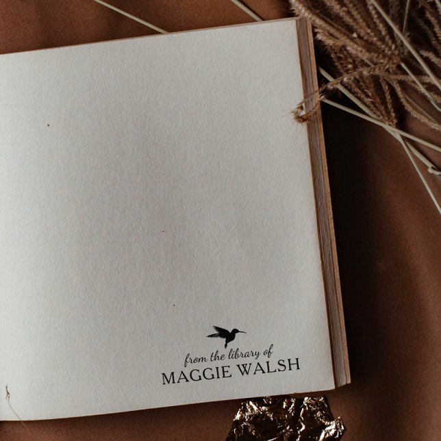 Carimbo De Borracha Mínimo beija-flor da Biblioteca de, Livro (Criador carregado)