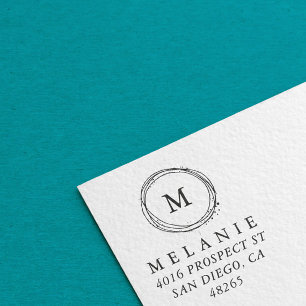 Carimbo De Borracha Mínimo do Monograma Elegante de Endereço de Retorn