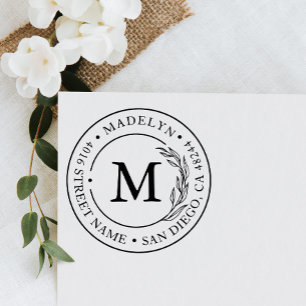 Carimbo De Borracha Mínimo do Monograma Elegante de Endereço de Retorn