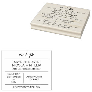 Carimbo De Borracha Mínimo Elegante Salve Os Cartazes De Casamento De