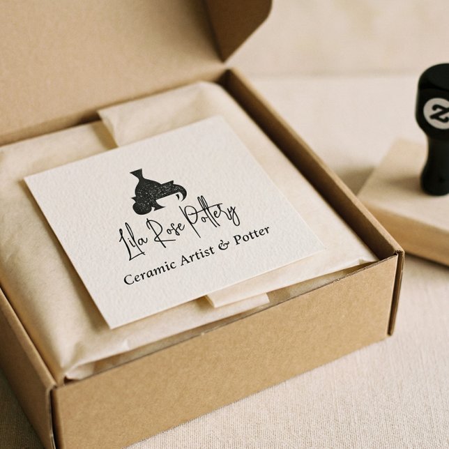 Carimbo De Borracha Modern Business Name Script Handwritten Logo (Modern Business Name Script Handwritten Logo Rubber Stamp)