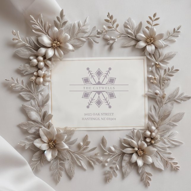 Carimbo De Borracha Modern Chic Snowflake Natal & Família Winter Na (Modern Chic Snowflake Christmas & Winter Family Name & Address Rubber Stamps.)