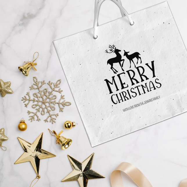 Carimbo De Borracha Modern Deer Feliz Natal, Família Grande (Criador carregado)