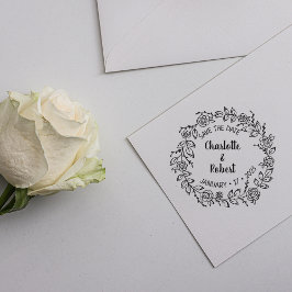Carimbo De Borracha Modern Floral Salve a Data Casamento