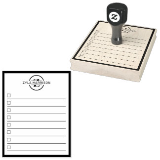 Carimbo De Borracha Modern Monogram Name 8 Row To Do List 4" x 5"