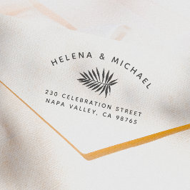 Carimbo De Borracha Modern Palm Leaf Return Endereço Casamento