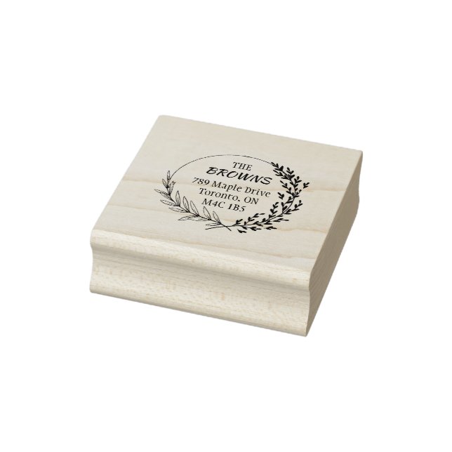 Carimbo De Borracha Modern Round Floral Wreath (Carimbo)