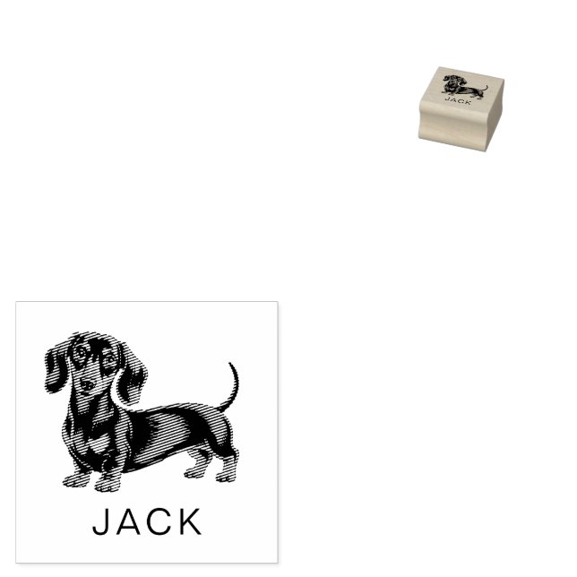 Carimbo De Borracha Modern Trendy Personalized Dachshund  (Carimbado)