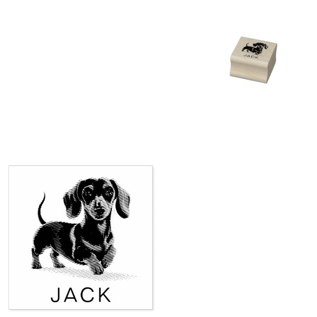 Carimbo De Borracha Modern Trendy Personalized Dachshund  (Carimbado)