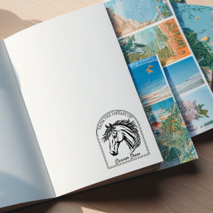 Carimbo De Borracha Moderno Da Biblioteca De, Livro De Cavalos