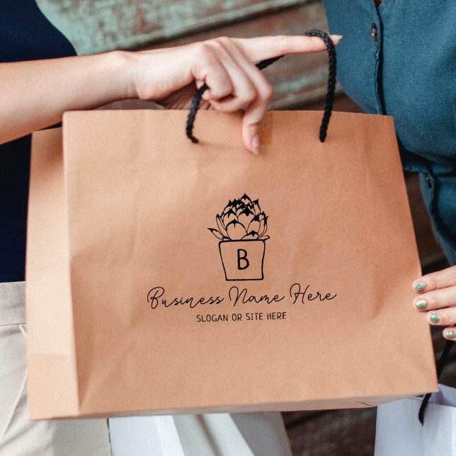 Carimbo De Borracha Moderno Monograma Personalizado, Grande (Criador carregado)