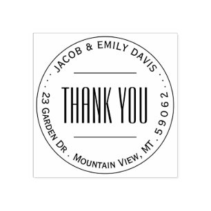 Carimbo De Borracha Moderno Simples Obrigado Arredondar Endereço De Re