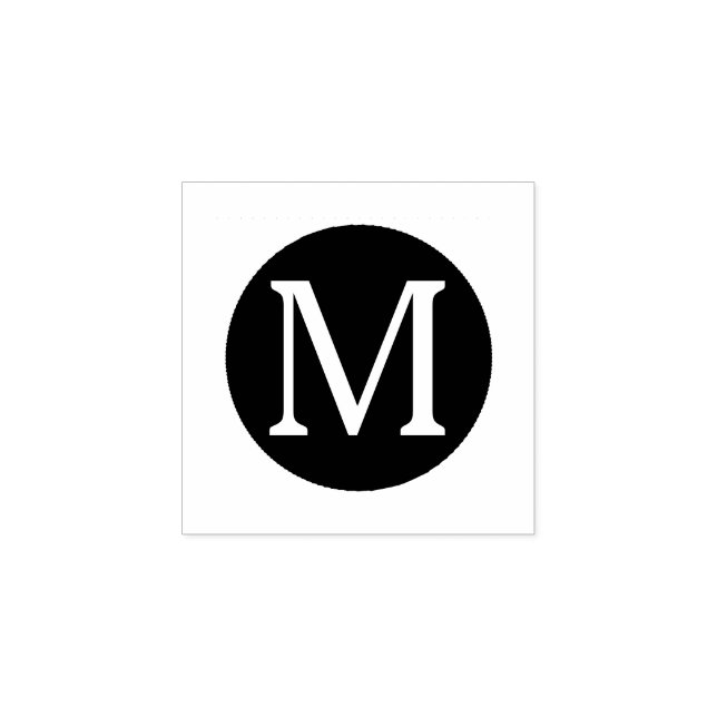 Carimbo De Borracha Moldura de Círculo Preto Monogramada (Impressão)