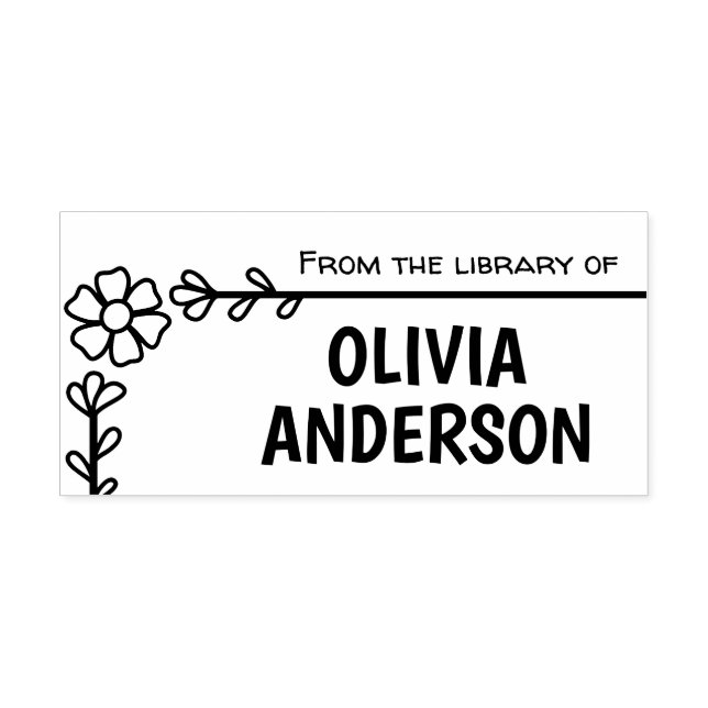 Carimbo De Borracha Moldura de flor margarida, livro da biblioteca (Impressão)