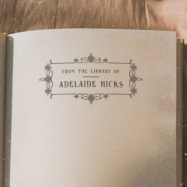 Carimbo De Borracha Moldura Ornamentada Antiga Da Biblioteca Do Ex-Lib (Stamp Mock-up)