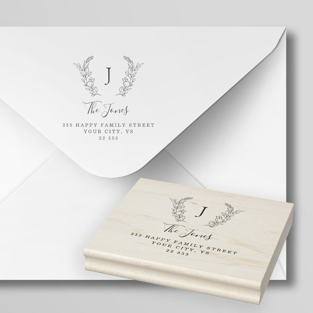 Carimbo De Borracha Monograma clássico com nome de família personaliza (Criador carregado)