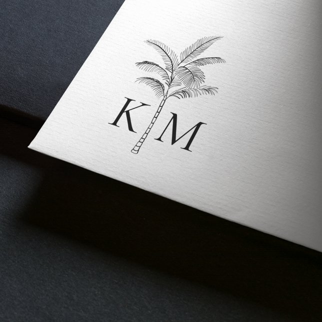 Carimbo De Borracha Monograma da árvore Palm de Boho Beach (Criador carregado)