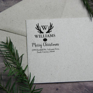 Carimbo De Borracha Monograma da Família Personalizada, Feliz Natal,