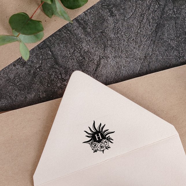 Carimbo De Borracha Monograma de Flor Solar Simples (Criador carregado)