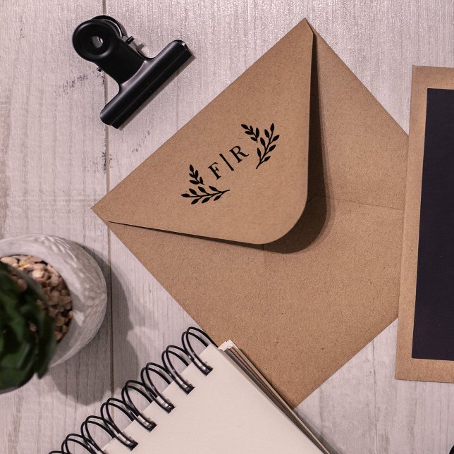 Carimbo De Borracha Monograma de Folhas Simples (Criador carregado)