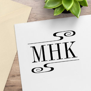 Carimbo De Borracha Monograma de iniciais com espirais simples