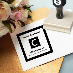 Carimbo De Borracha Monograma de Negócios Personalizado