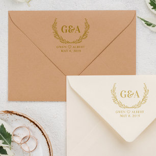 Carimbo De Borracha Monograma de Nomes e Iniciais de Casal de Twigs