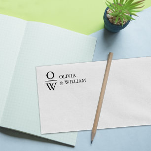 Carimbo De Borracha Monograma de Nomes Personalizados Modernos