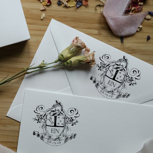 Carimbo De Borracha Monograma de repouso heráldico personalizado (Criador carregado)