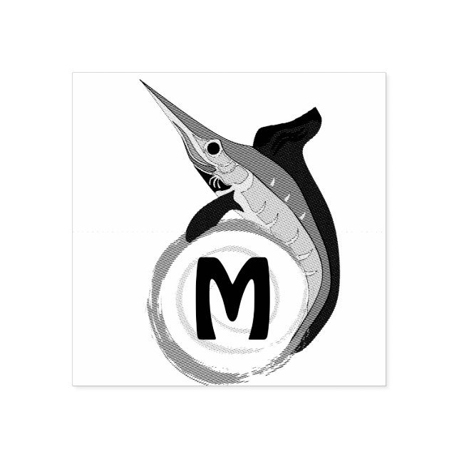 Carimbo De Borracha Monograma de Saltos de Espadarte (Impressão)