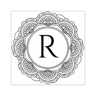 CARIMBO DE BORRACHA MONOGRAMA DE SCRIPT PERSONALIZADO DO ORNAMENTADO L