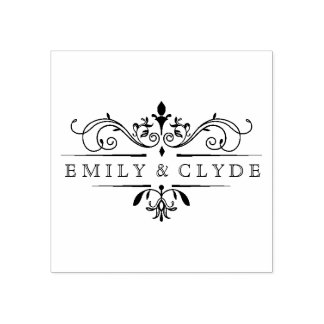 Carimbo de borracha monograma do Casal Vintage