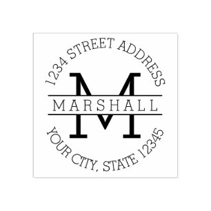 Carimbo De Borracha Monograma do solteiro com Nome e Endereço de Devol