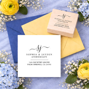 Carimbo De Borracha Monograma elegante de casamento elegante