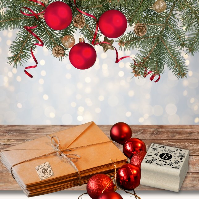 Carimbo De Borracha Monograma Floco de Neve Natal (Criador carregado)