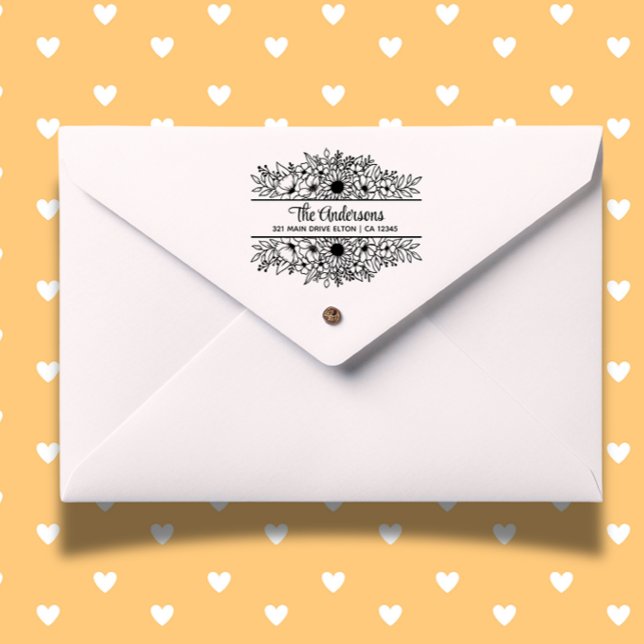 Carimbo De Borracha Monograma Floral Dividido, Tema Flor (Create heartfelt, personalized gifts with our floral split monogram rubber stamp.)