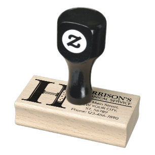 Carimbo De Borracha Monograma mecânico customizável. Inicial "H "