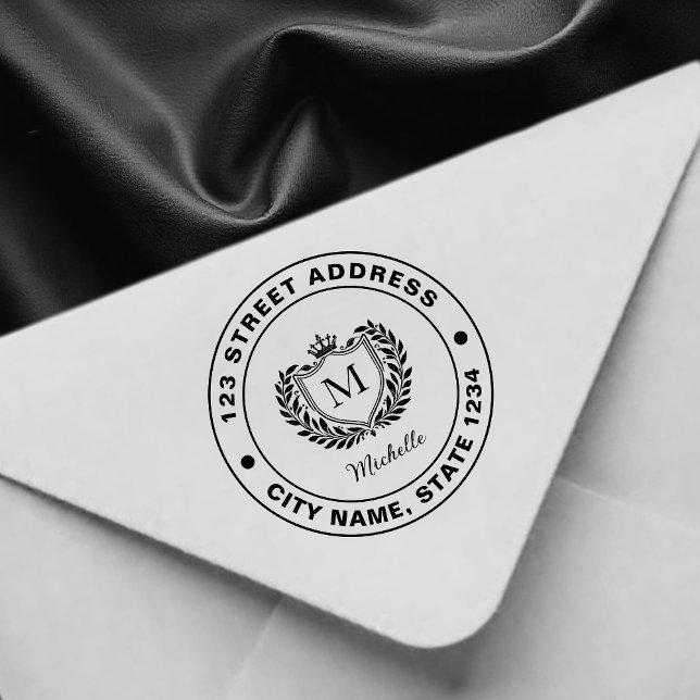 Carimbo De Borracha Monograma Mínimo Nome Personalizado Brasão Real Em (Criador carregado)