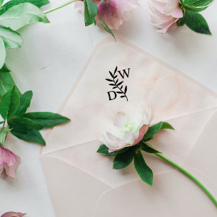 Carimbo De Borracha Monograma simples de folhas